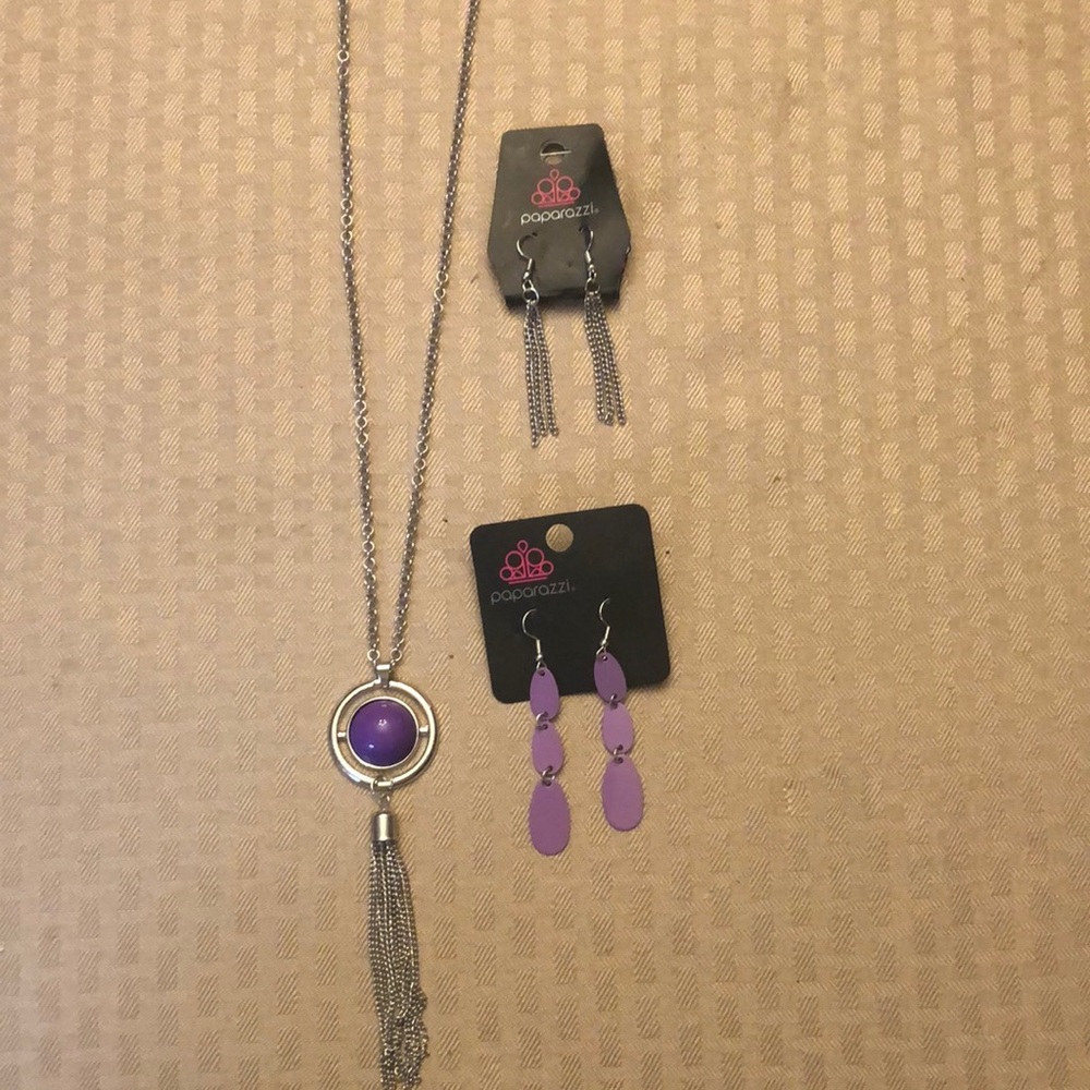 Set of brand new tassel necklace and earrings